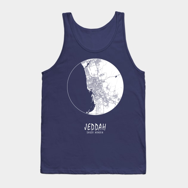 Jeddah, Makkah, Saudi Arabia City Map - Full Moon Tank Top by deMAP Studio